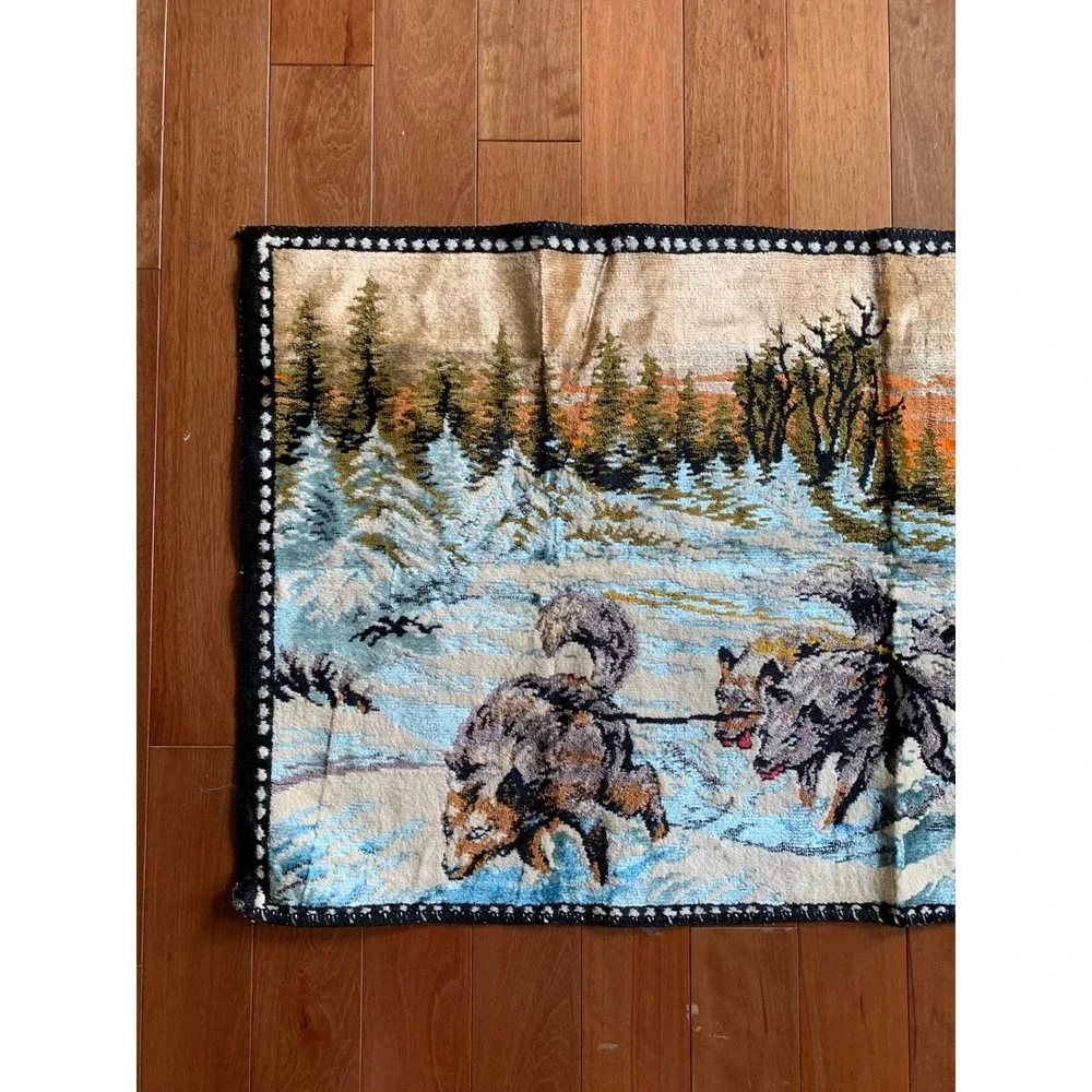 Vintage Italian Tapestry Wall Hanging Rustic Cabin Decor‎ 1960s